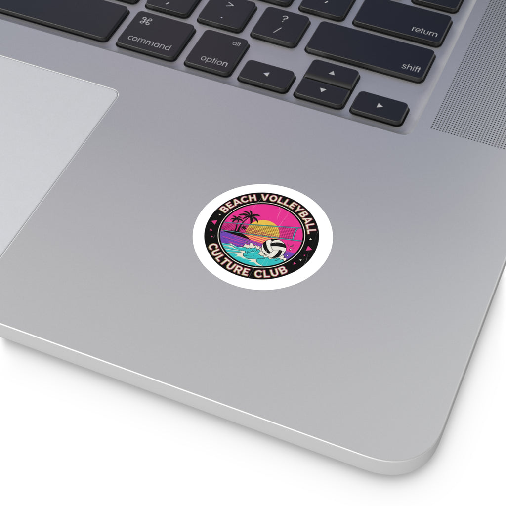 2. Beach Volleyball Culture Club Vinyl Sticker — Retro Sunset