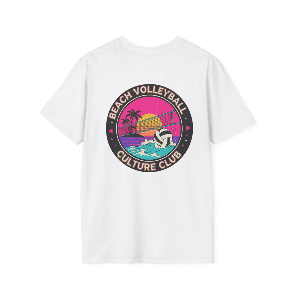 7. Beach Volleyball Culture Club Retro Sunset Graphic Tee. Crew.