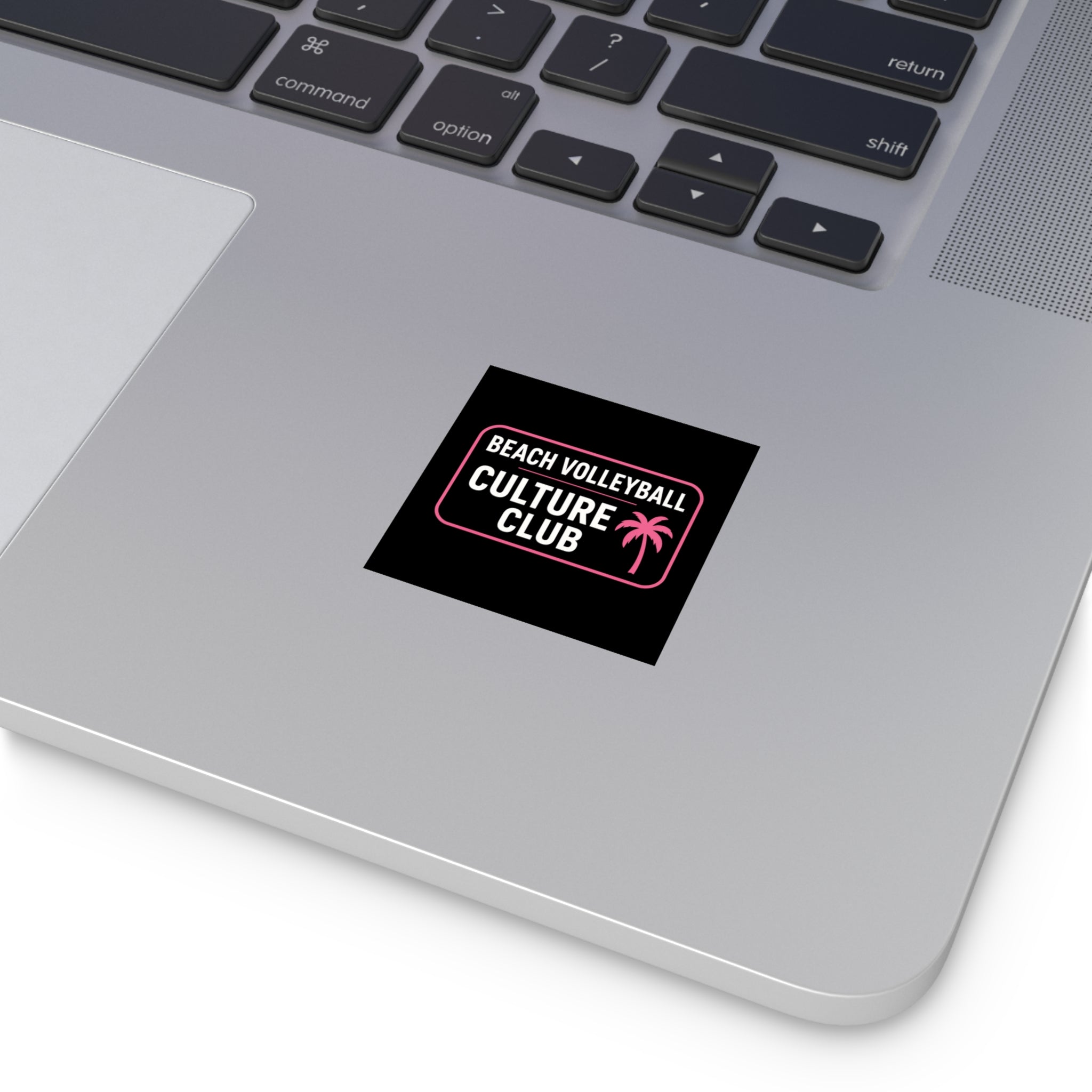 3. Beach Volleyball Culture Club Sticker — Square Vinyl Sticker Pink Palm