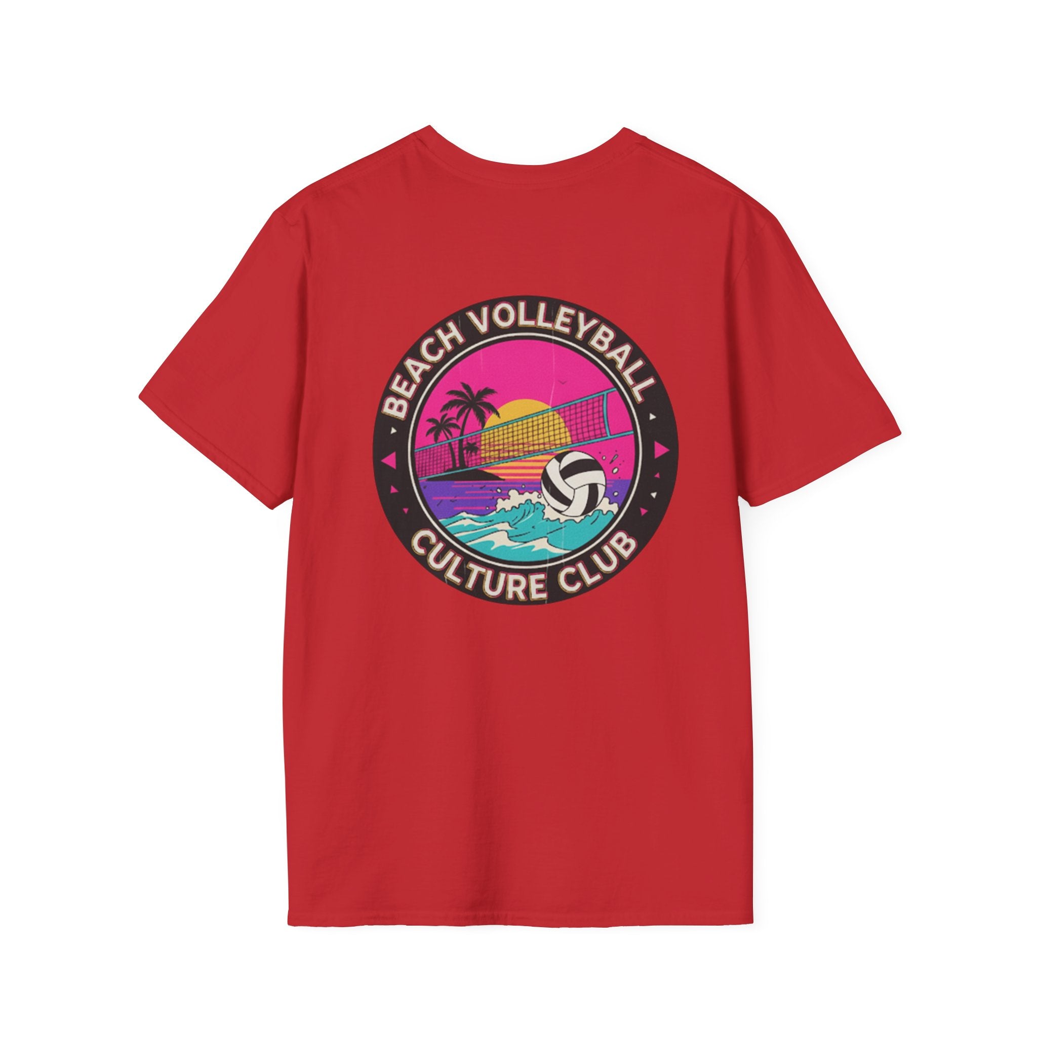 7. Beach Volleyball Culture Club Retro Sunset Graphic Tee. Crew.