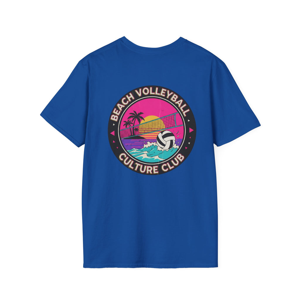 7. Beach Volleyball Culture Club Retro Sunset Graphic Tee. Crew.
