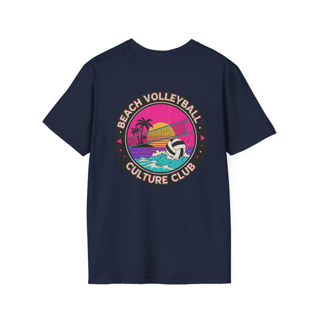 7. Beach Volleyball Culture Club Retro Sunset Graphic Tee. Crew.