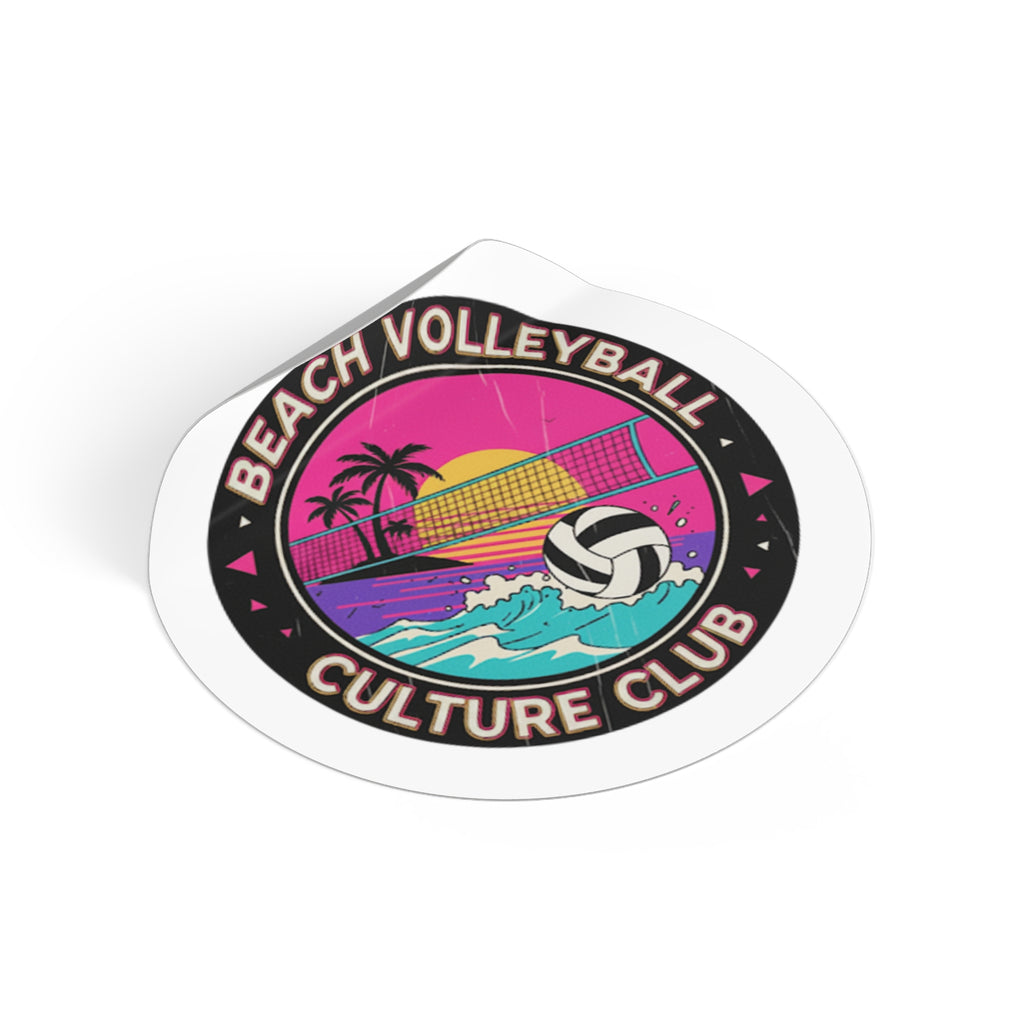 2. Beach Volleyball Culture Club Vinyl Sticker — Retro Sunset