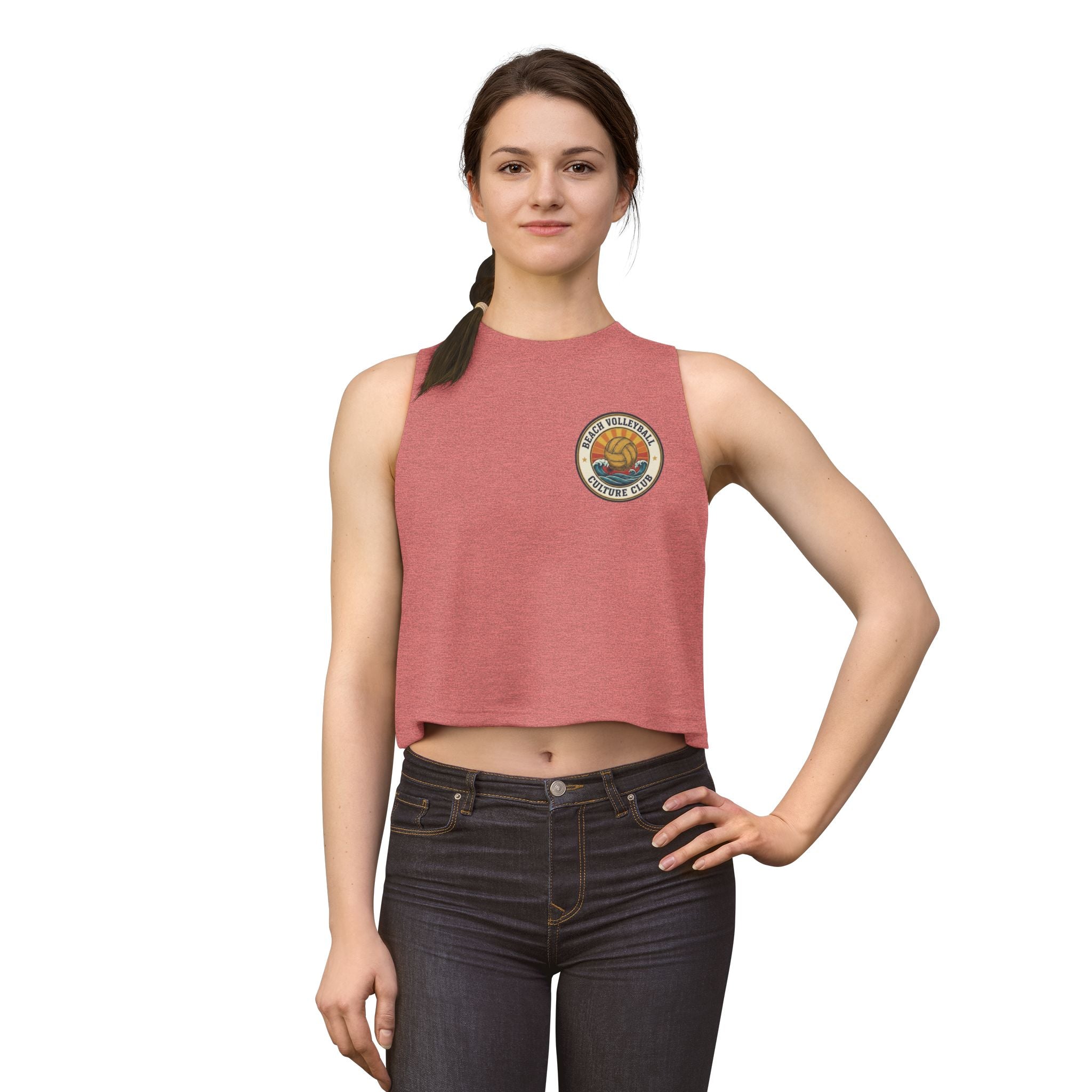 Vintage Surf Sunset Sleeveless Crop Top