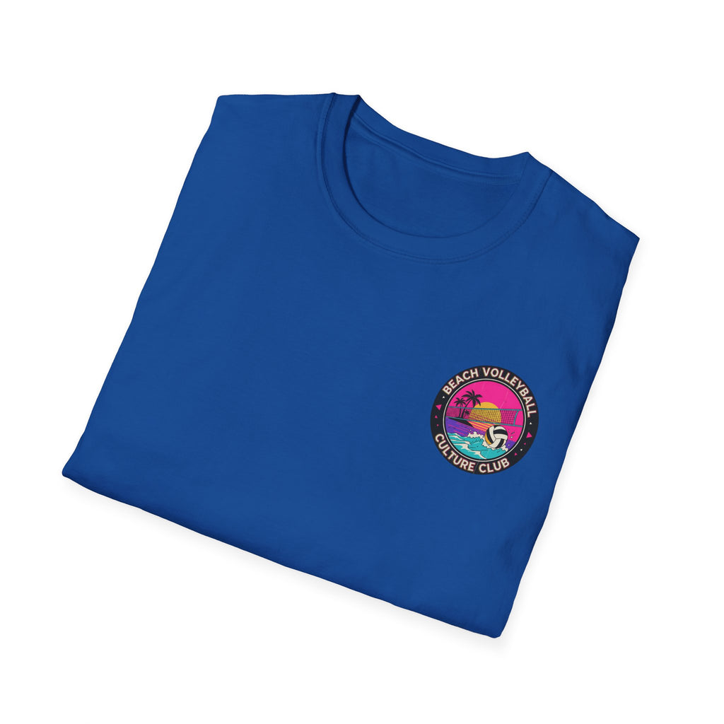 7. Beach Volleyball Culture Club Retro Sunset Graphic Tee. Crew.