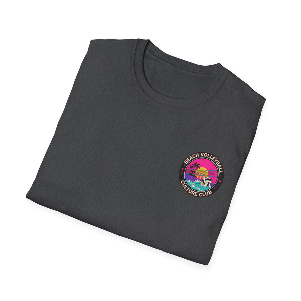 7. Beach Volleyball Culture Club Retro Sunset Graphic Tee. Crew.
