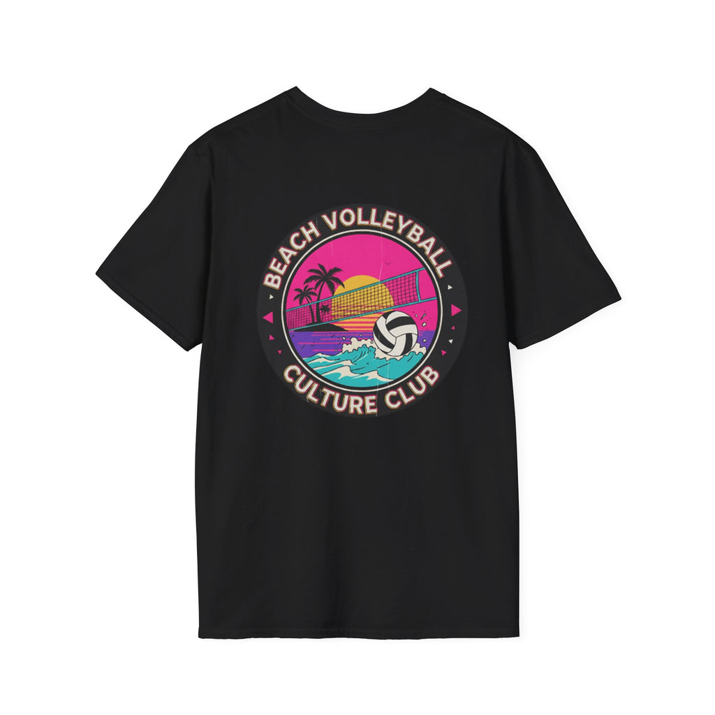7. Beach Volleyball Culture Club Retro Sunset Graphic Tee. Crew.