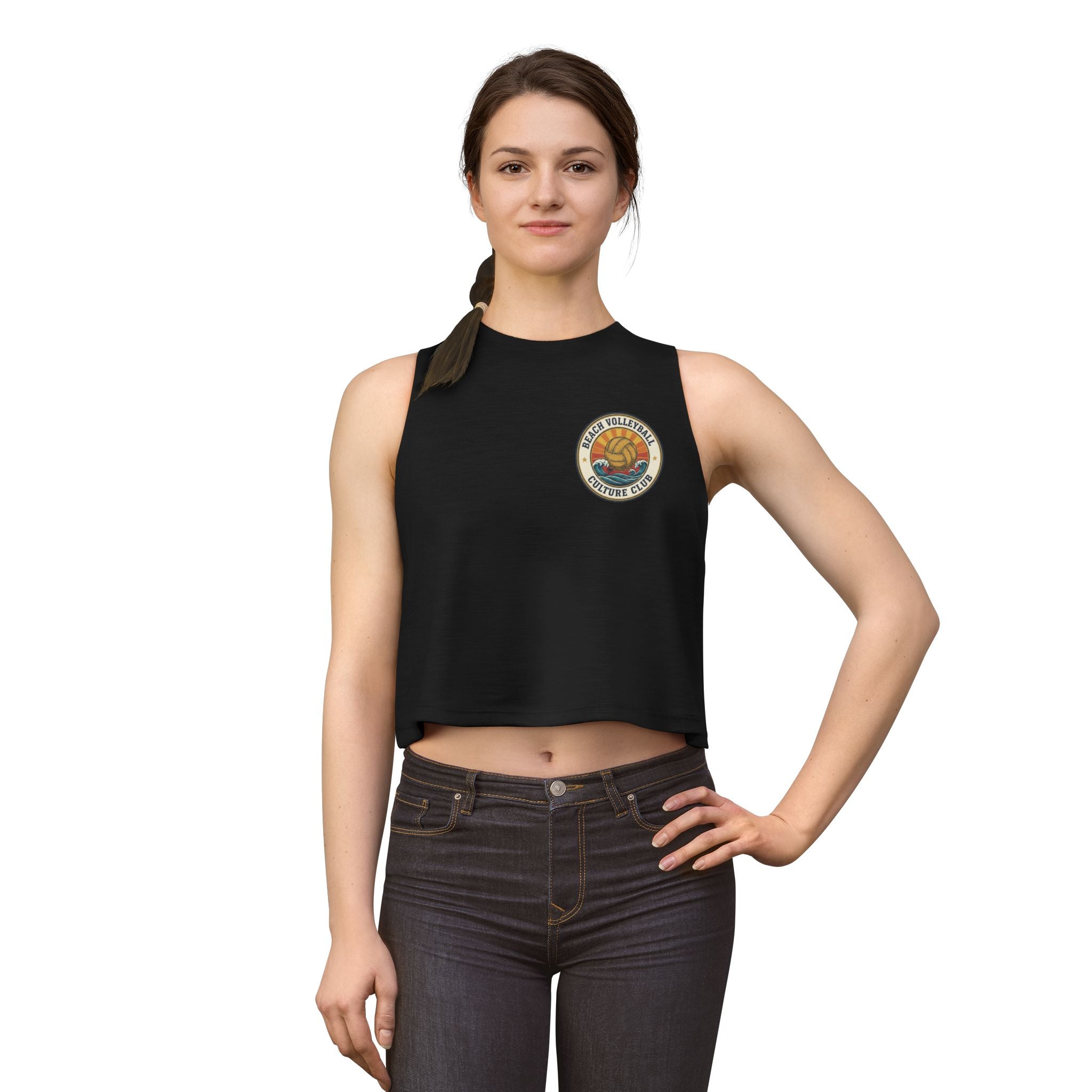 Vintage Surf Sunset Sleeveless Crop Top