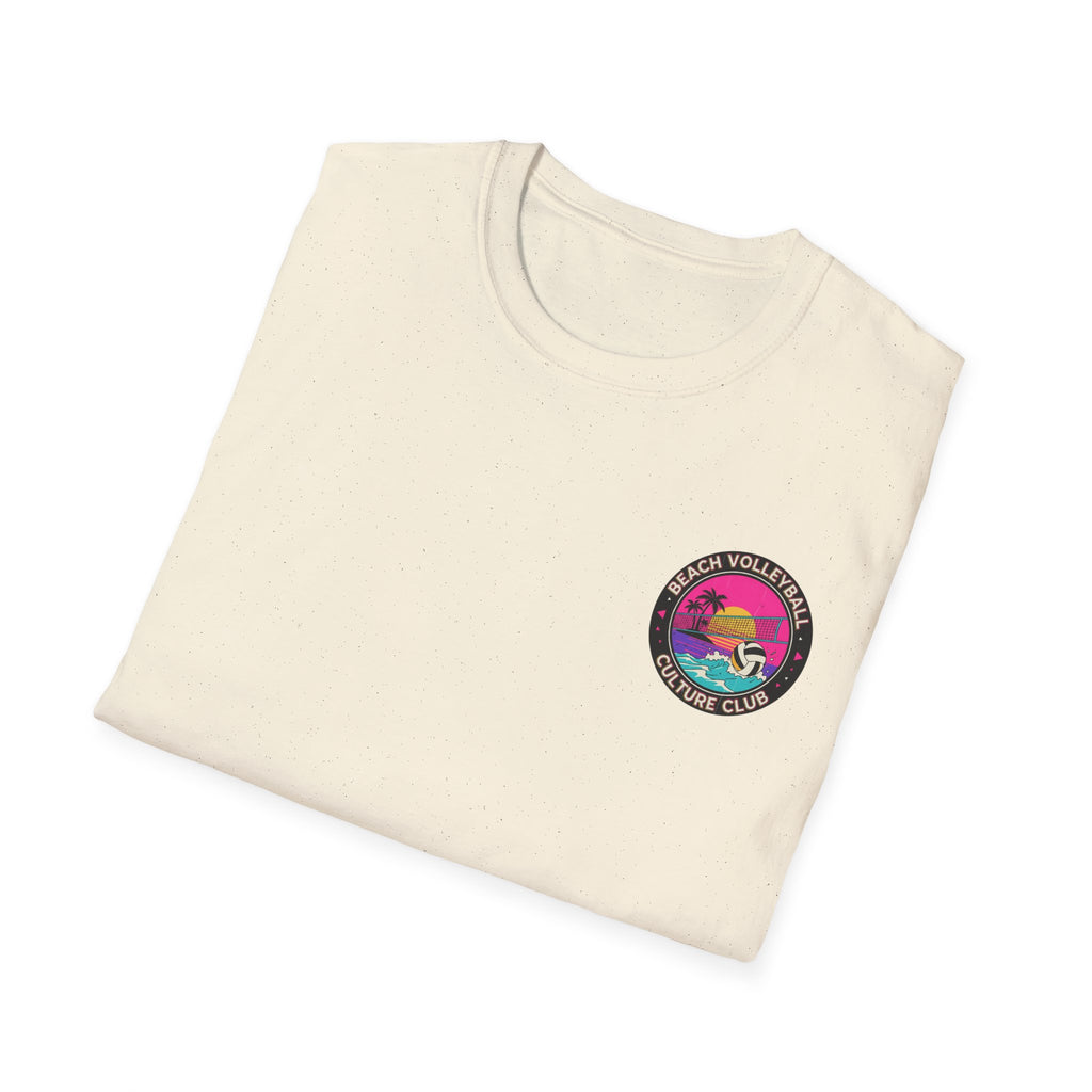 7. Beach Volleyball Culture Club Retro Sunset Graphic Tee. Crew.