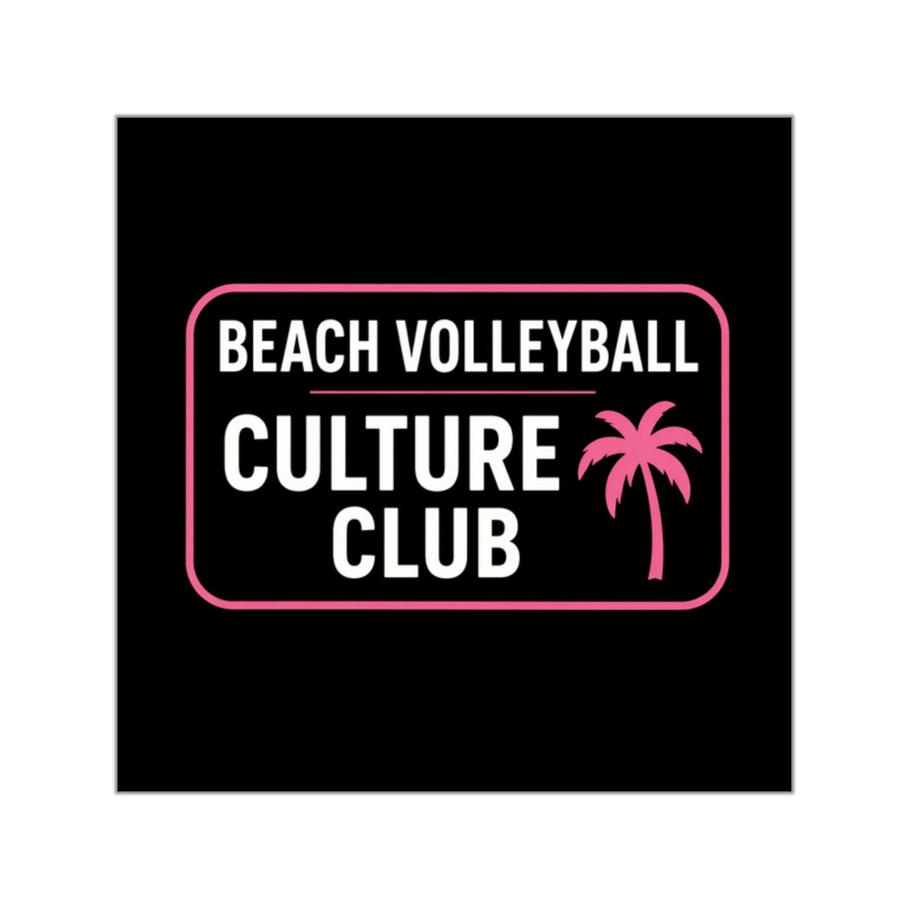 3. Beach Volleyball Culture Club Sticker — Square Vinyl Sticker Pink Palm