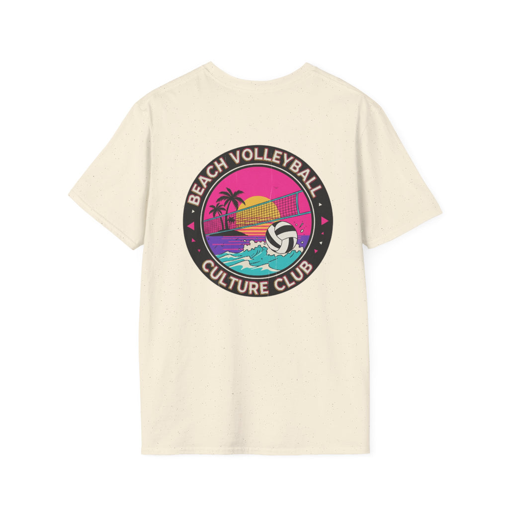 7. Beach Volleyball Culture Club Retro Sunset Graphic Tee. Crew.