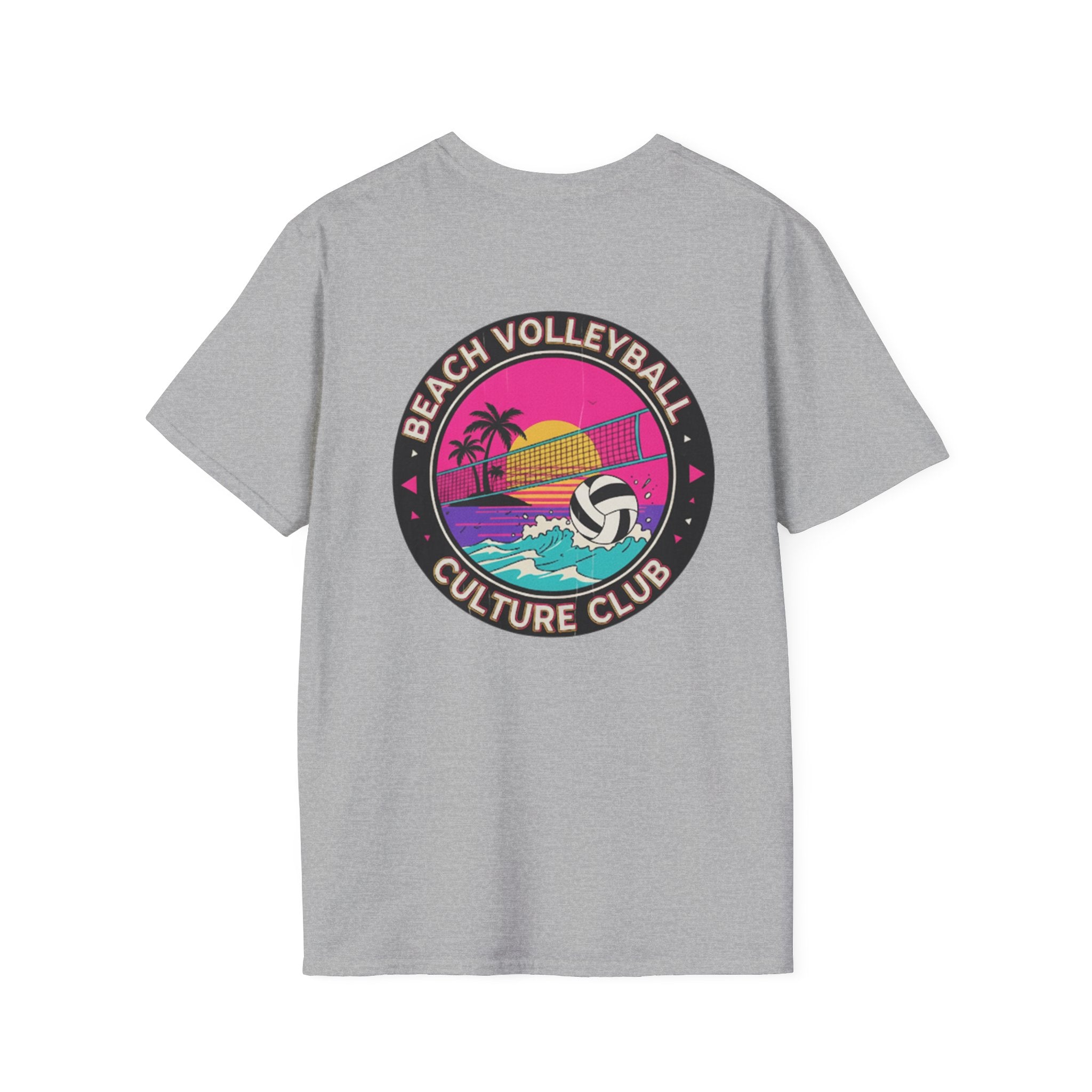 7. Beach Volleyball Culture Club Retro Sunset Graphic Tee. Crew.