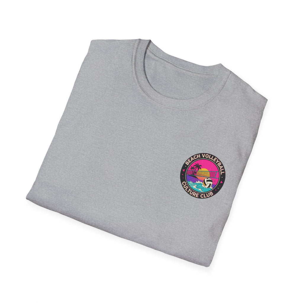 7. Beach Volleyball Culture Club Retro Sunset Graphic Tee. Crew.