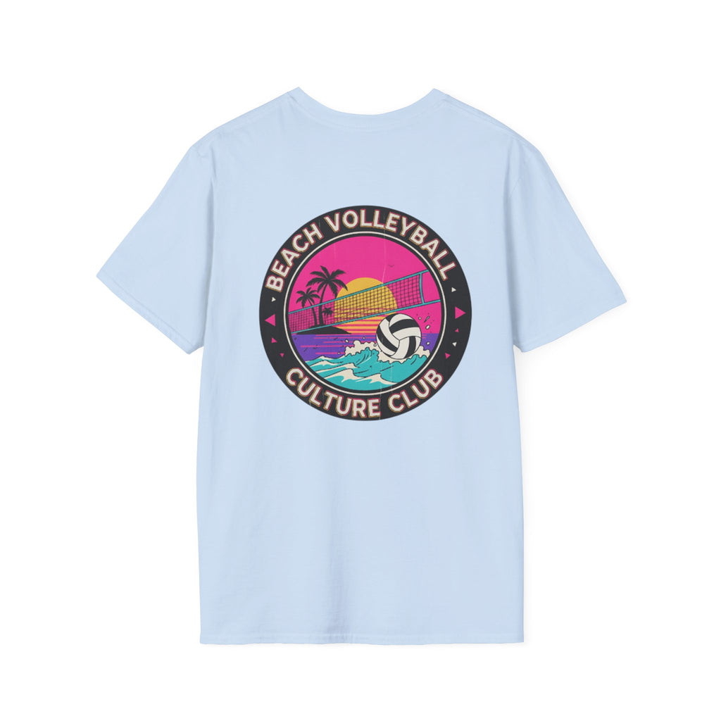 7. Beach Volleyball Culture Club Retro Sunset Graphic Tee. Crew.