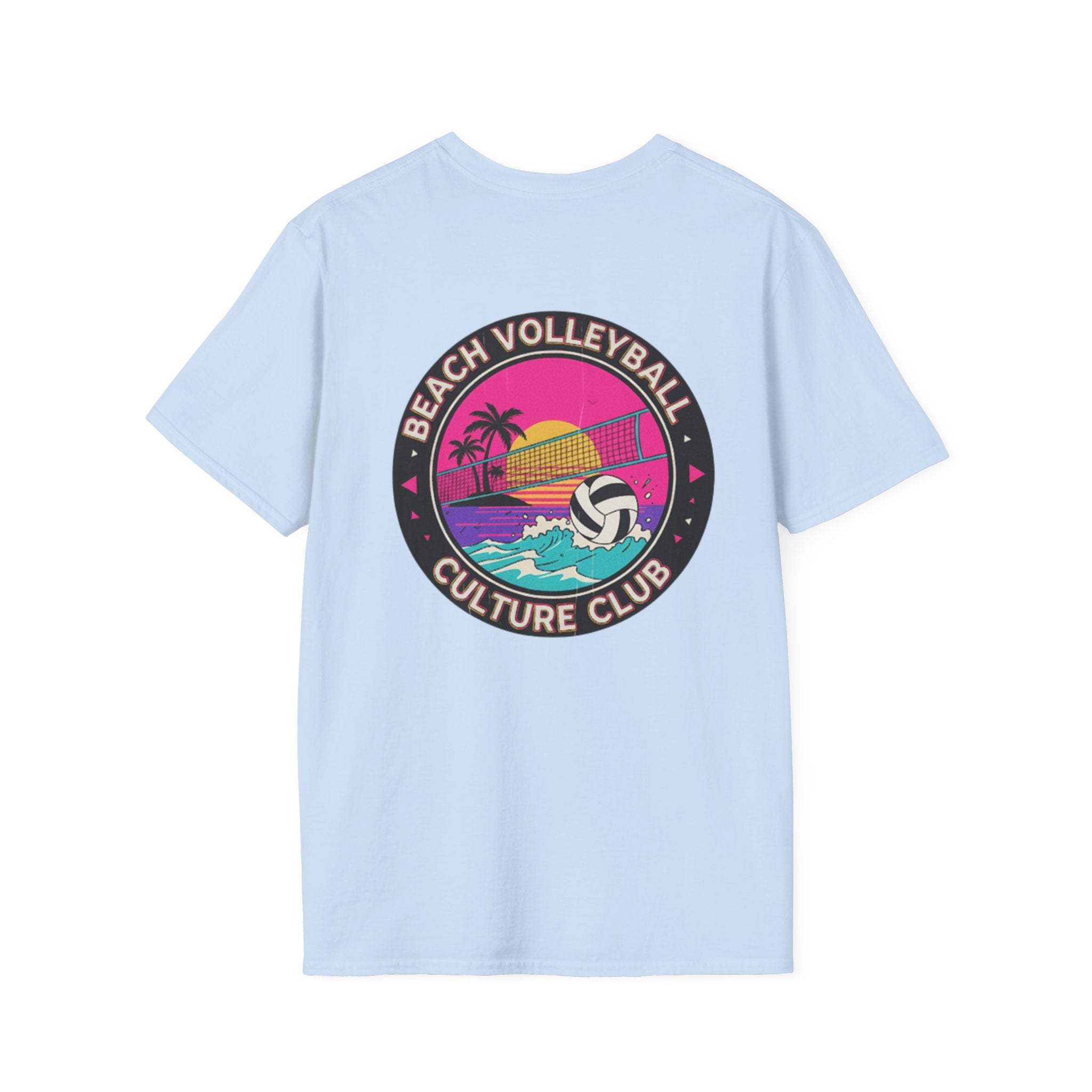 7. Beach Volleyball Culture Club Retro Sunset Graphic Tee. Crew.
