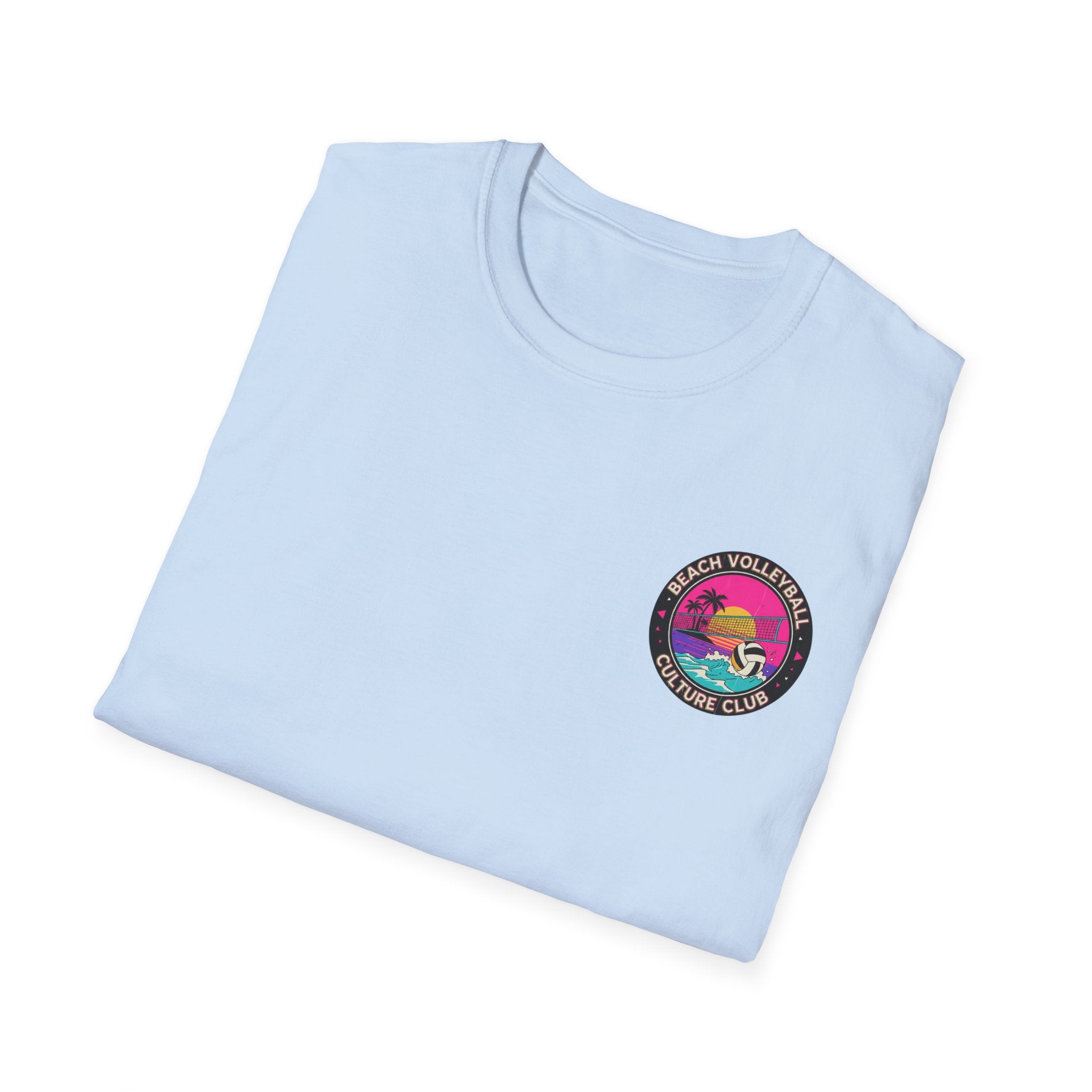 7. Beach Volleyball Culture Club Retro Sunset Graphic Tee. Crew.