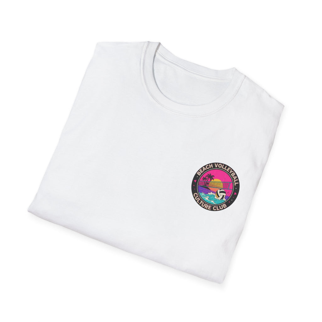 7. Beach Volleyball Culture Club Retro Sunset Graphic Tee. Crew.