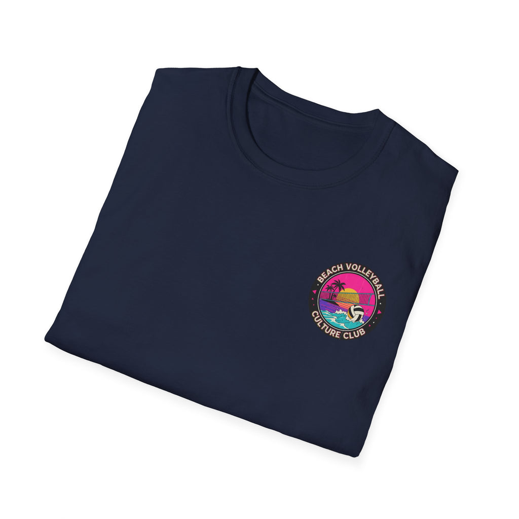 7. Beach Volleyball Culture Club Retro Sunset Graphic Tee. Crew.
