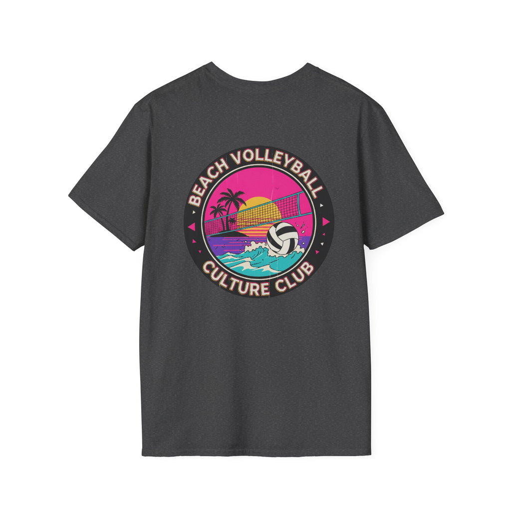 7. Beach Volleyball Culture Club Retro Sunset Graphic Tee. Crew.